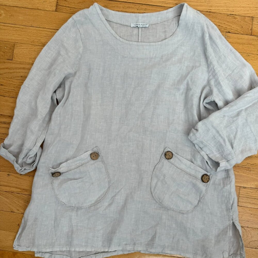 Tempo Paris Linen Top/Tunic Size Small